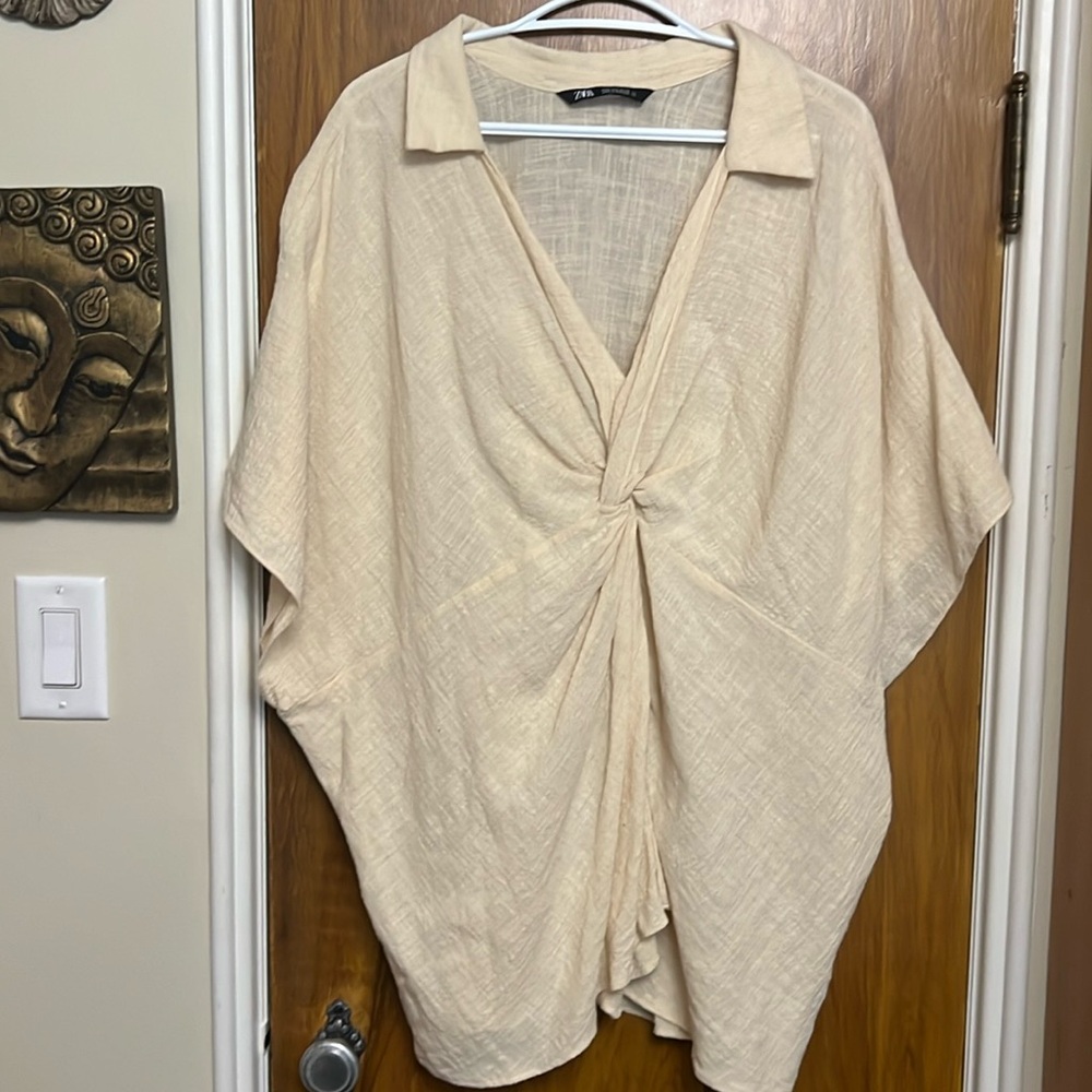Zara Cream Knotted Blouse